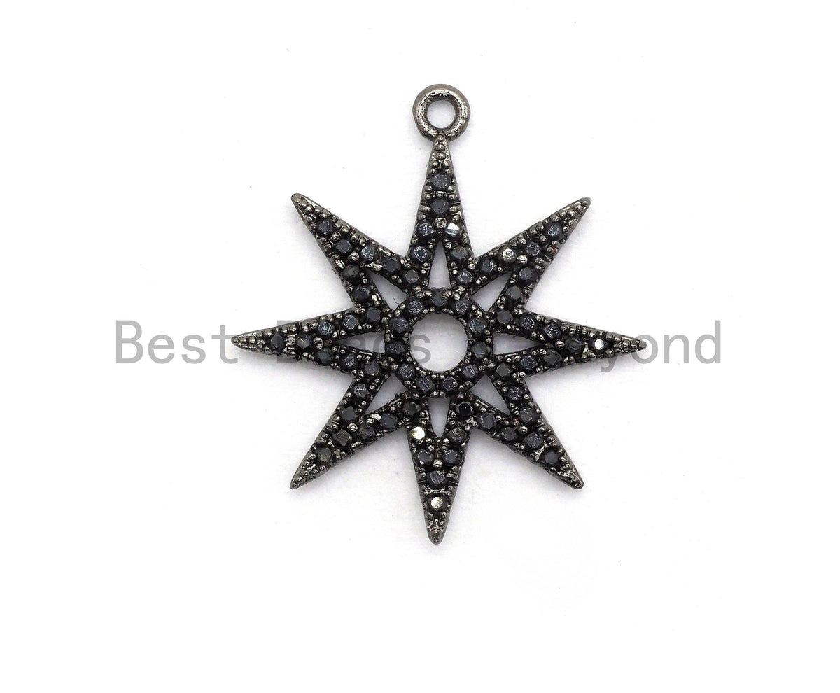 Black CZ Pave On Black Micro Pave Star Pendant/Charm,Cubic Zirconia Paved Charm, Necklace Bracelet Charm Pendant,19x21mm,1pc, sku#B99