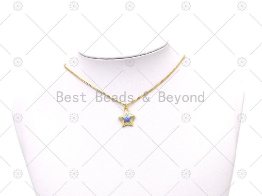 Colorful Enamel Five Point Star Shape Pendant,18K Gold Filled Star Charm, Necklace Bracelet Charm Pendant, Sku#JD26