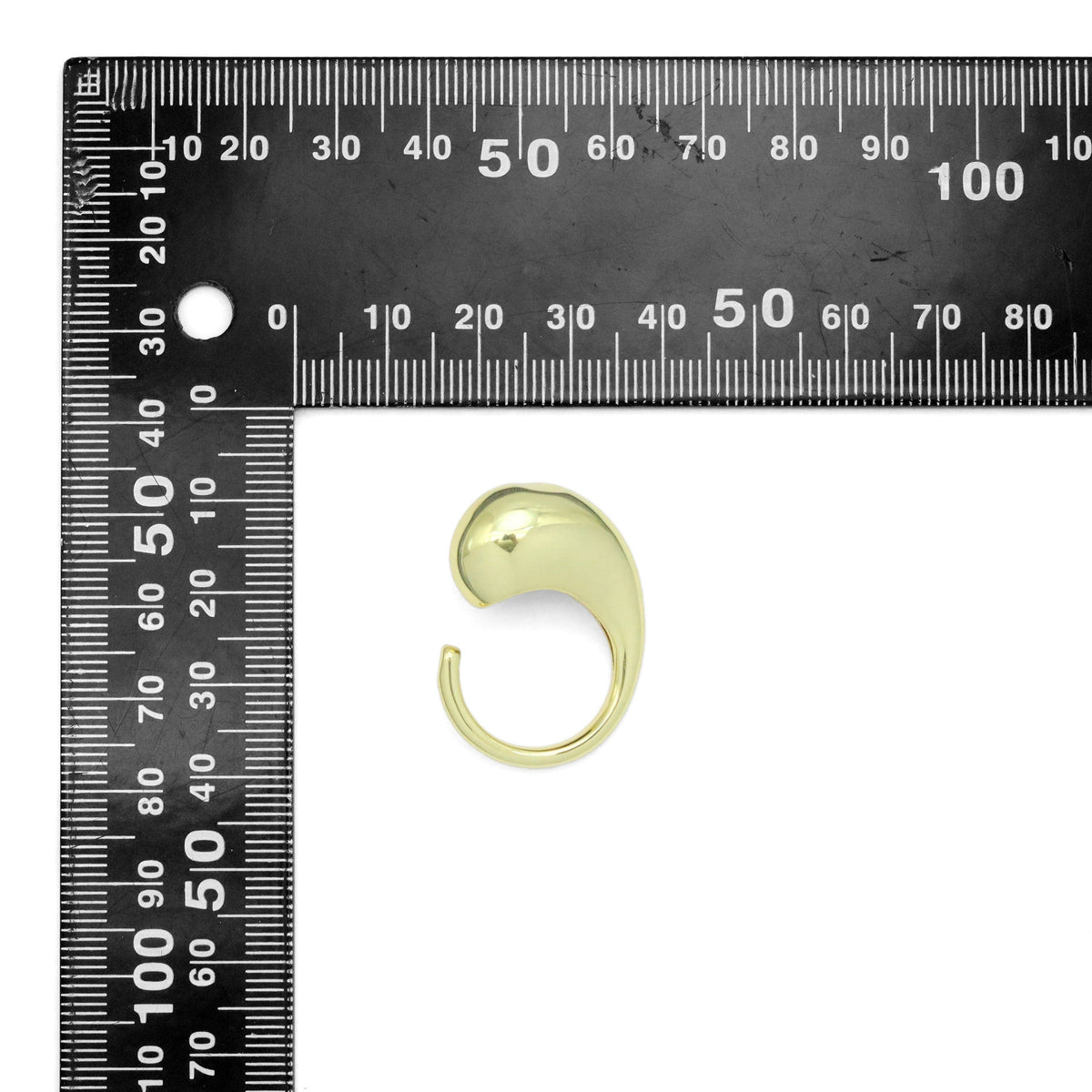 Plain Gold Silver Chunky Comma Adjustable Ring, Sku#A398