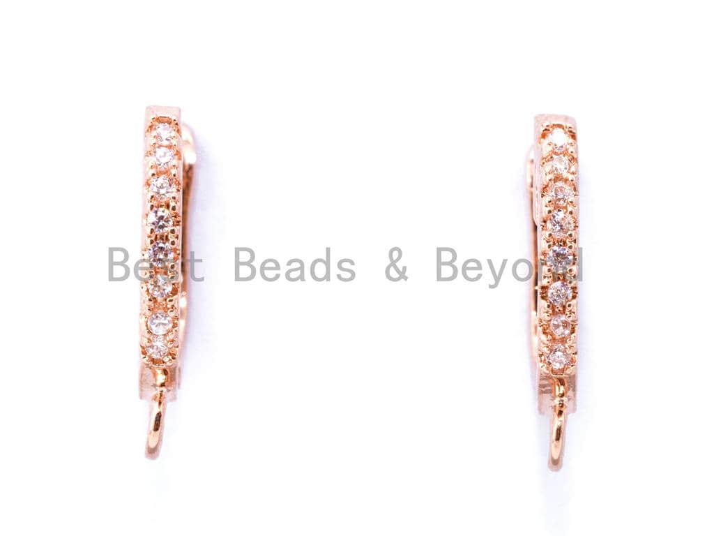 1pair, CZ Micro Pave Latch Back Earring Wires Hooks, Lever b