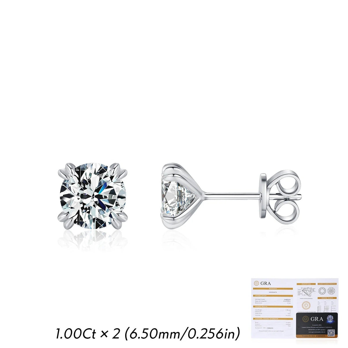 Round D-Color VVS1 Moissanite Stud Earrings in Sterling Silver – Modern Geometric Design