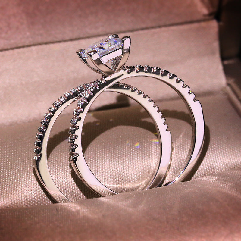 Popular White Zircon Ring Set Jewelry Ring
