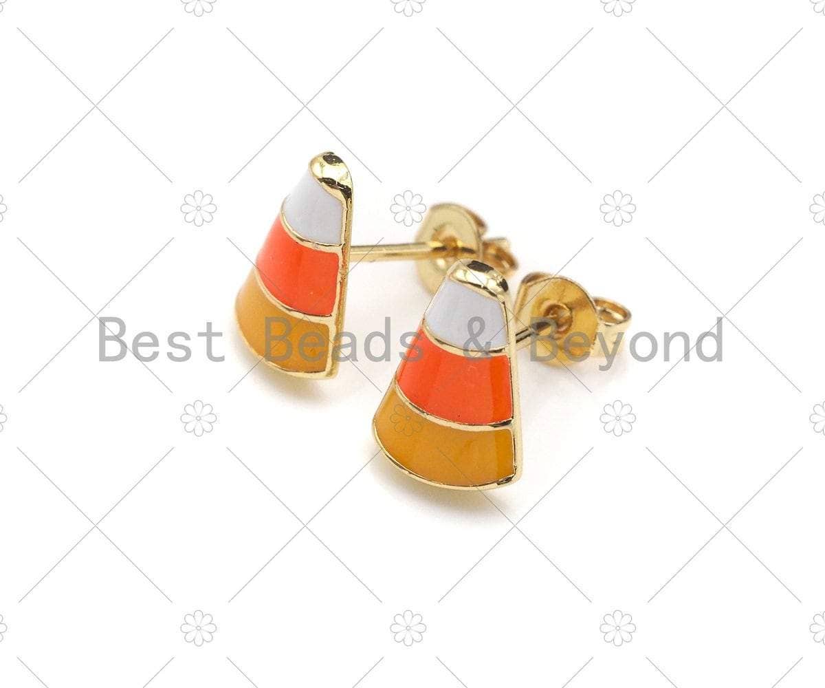 Candy Corn Stud Earrings, Halloween Earrings, Sku#ML17