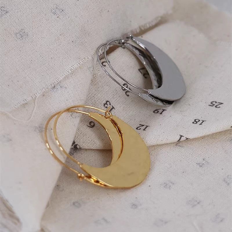 Women's Personalized 18k Gold-Plated Fan-Shaped Earrings