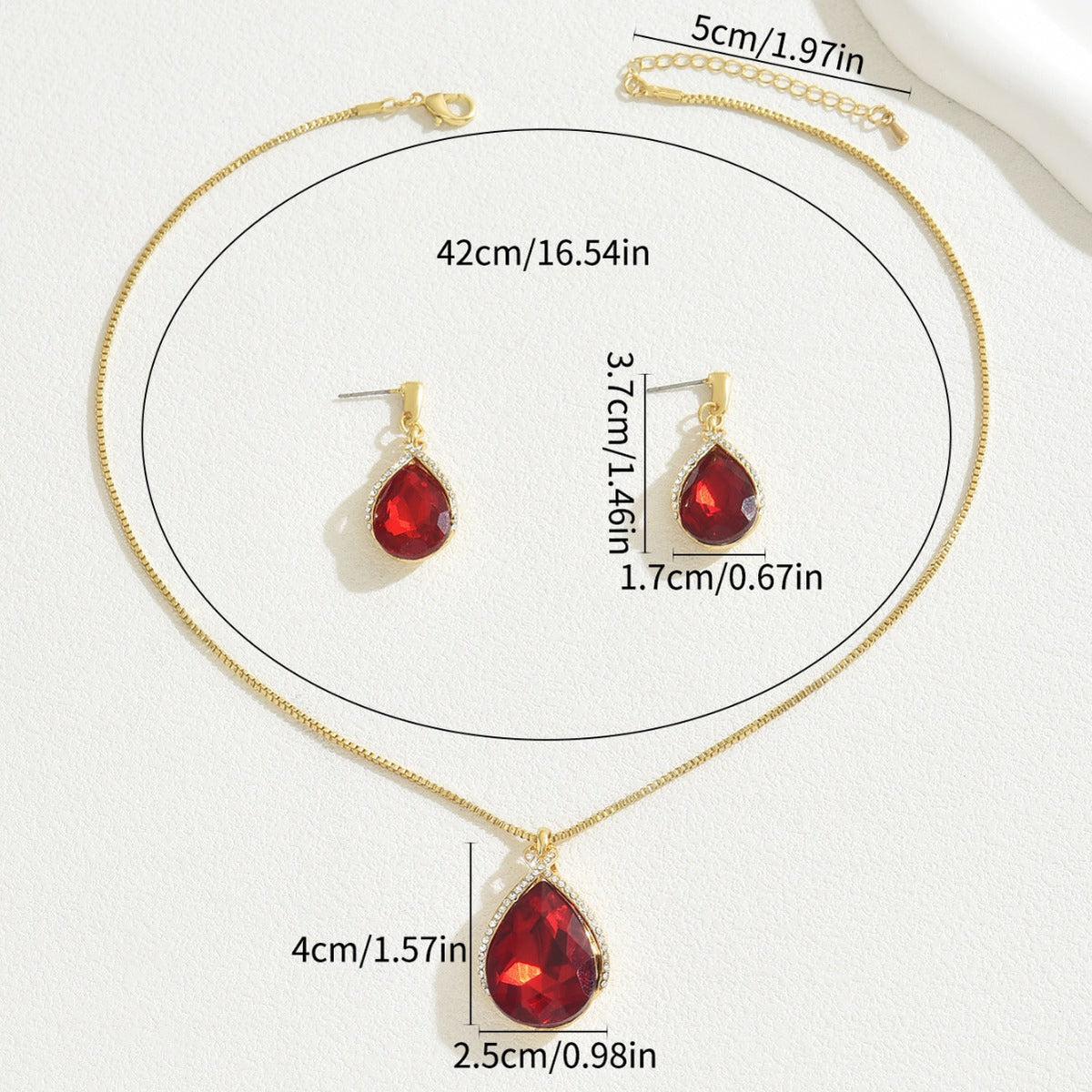 INS Geometric Sweet Japanese-Korean Style Womens Necklace And Earrings Set