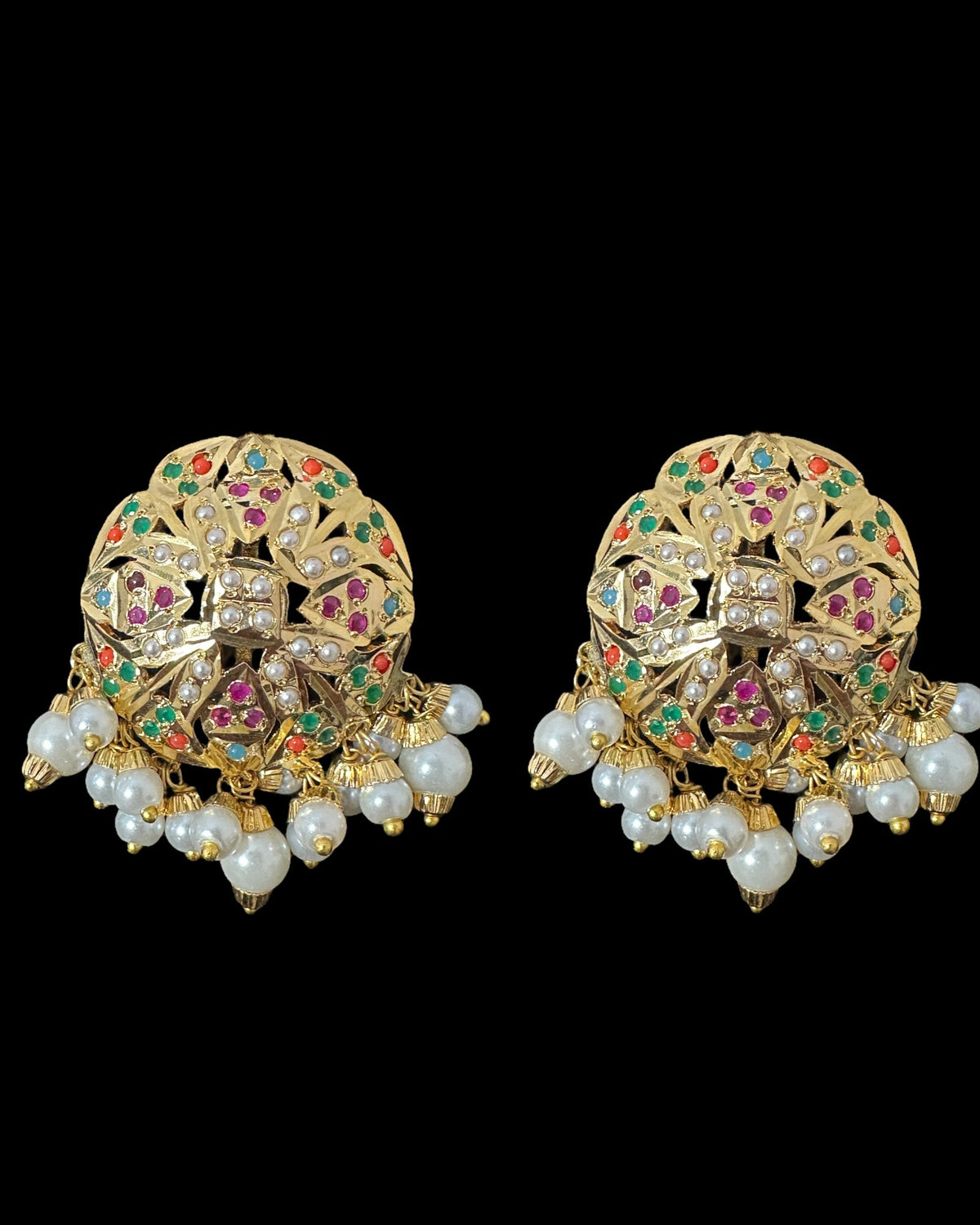 DNS193  Alea punjabi Jadau necklace  set - Navratan   (READY TO SHIP)
