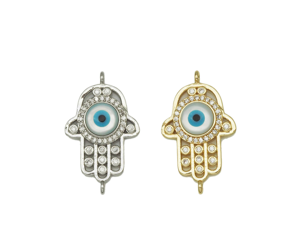 CZ Hamsa Hand Connector, Sku#M407