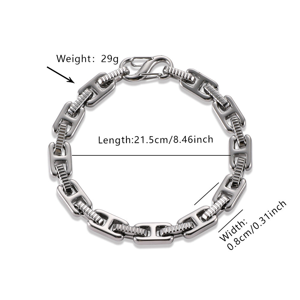 Hot Sale Men Cuban Link Bracelet, Bold Hip Hop Punk Titanium Steel Hand Jewelry