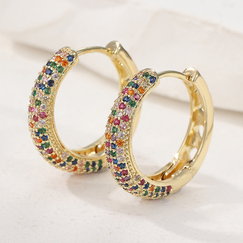 Vintage Turquoise Beaded Hoop Earrings Gold Tone Brass Women Boho Daily Party Fashion Jewelry Elegant