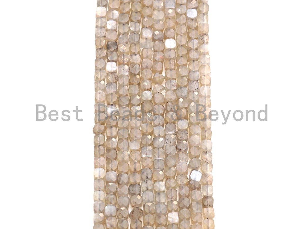High Quality Natural Moonstone Beads, 4mm Moonstone Cube Faceted Beads, 16" Full strands, sku#U782
