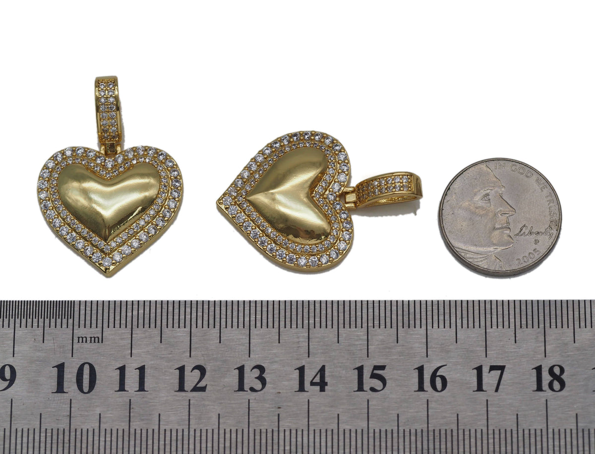 CZ Heart Charm, Sku#LK631