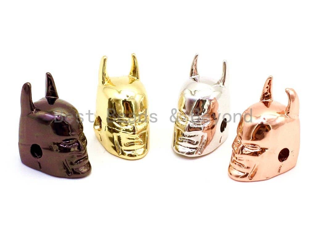 CZ Micro Pave Batman Superhero head Beads, Cubic Zirconia Space Beads, Men's Bracelet Charms, 12x8mm, sku#G139