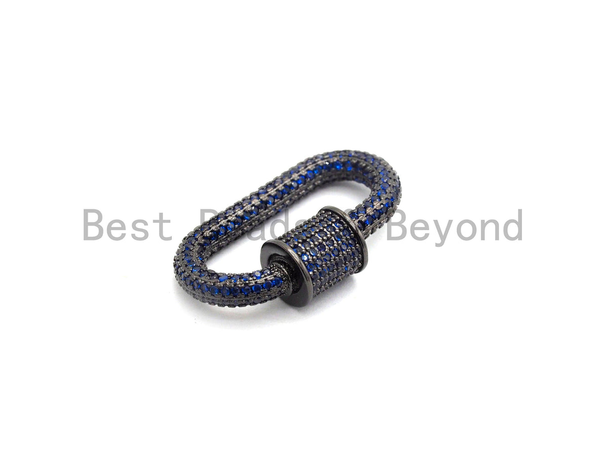 Fully CZ Micro Pave Oval Screw Clasp, Pave Clasp, Green/Fuchsia/Cobalt/Turquoise/Purple/Orange Color Carabinar Clasp,14x29mm,sku#H150