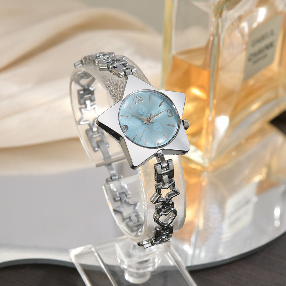 Stylish Edgy Yet Sweet Womens Watch With A Star And Heart Chainquartz Timepiece