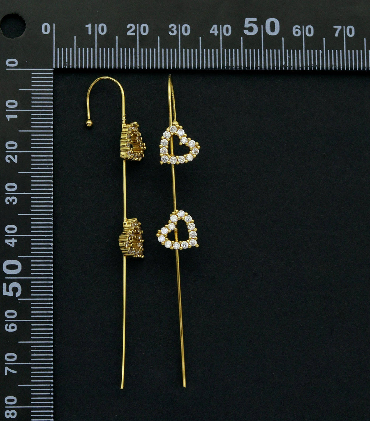 CZ Heart Long Spike Earrings, Sku#LD231