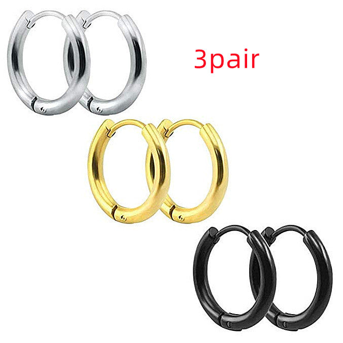 Amazon Foreign Trade Earrings Stylish Glossy Ear Clip Silver Round Tube Small Ring Anti-fashion