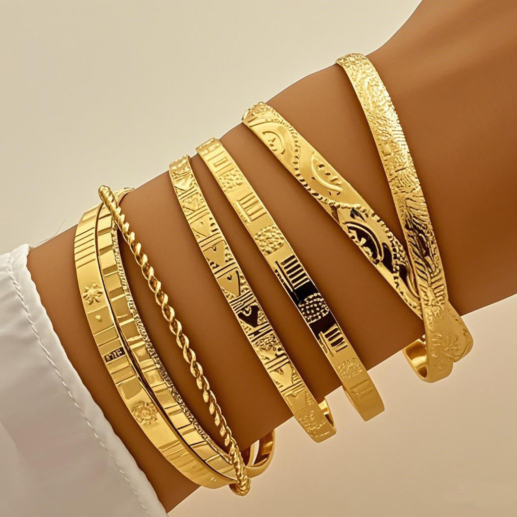 Diamond-pattern Chain Bracelet Minimalist Set