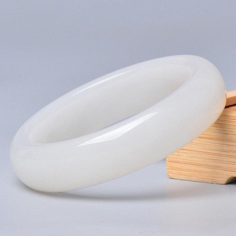 Natural Xinjiang Mutton-fat Grade White Jade Bracelet, Hetian