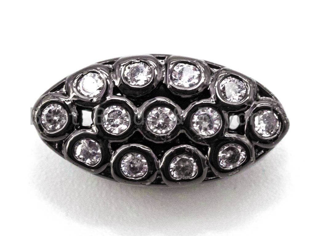 CZ Micro Pave Oval Beads with Clear Crystal for Bracelet/Necklace, Cubic Zirconia Spacer Beads, CZ Pave Charms, 7x13x5mm,sku#G280
