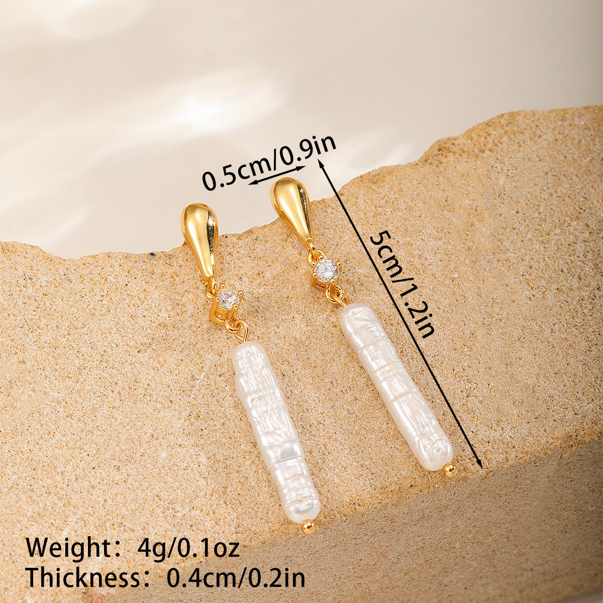 Vintage Long Bar Freshwater Pearl Earrings For Women