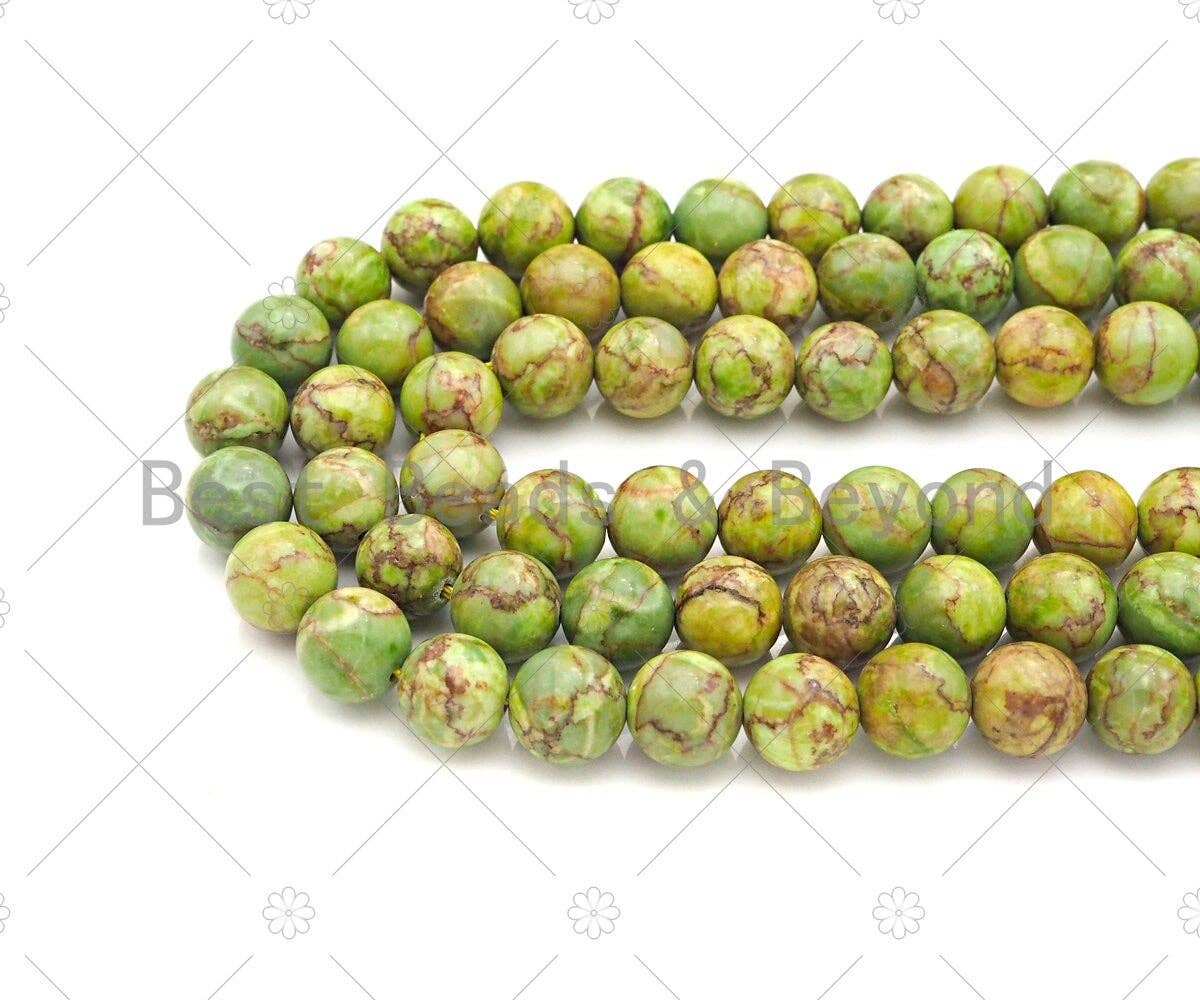 Smooth Round African Turquoise Beads, 6mm/8mm/10mm/12mm Apple Green Gemstone Beads, African Turquoise Beads, 15.5'' Full Strand, SKU#U1082