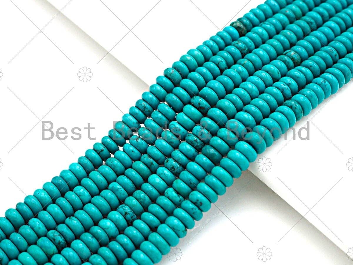 Quality Turquoise Smooth Rondelle Beads, 3x6mm/3x8mm Natural Howlite, 15.5'' Full Strand, Sku#U1069
