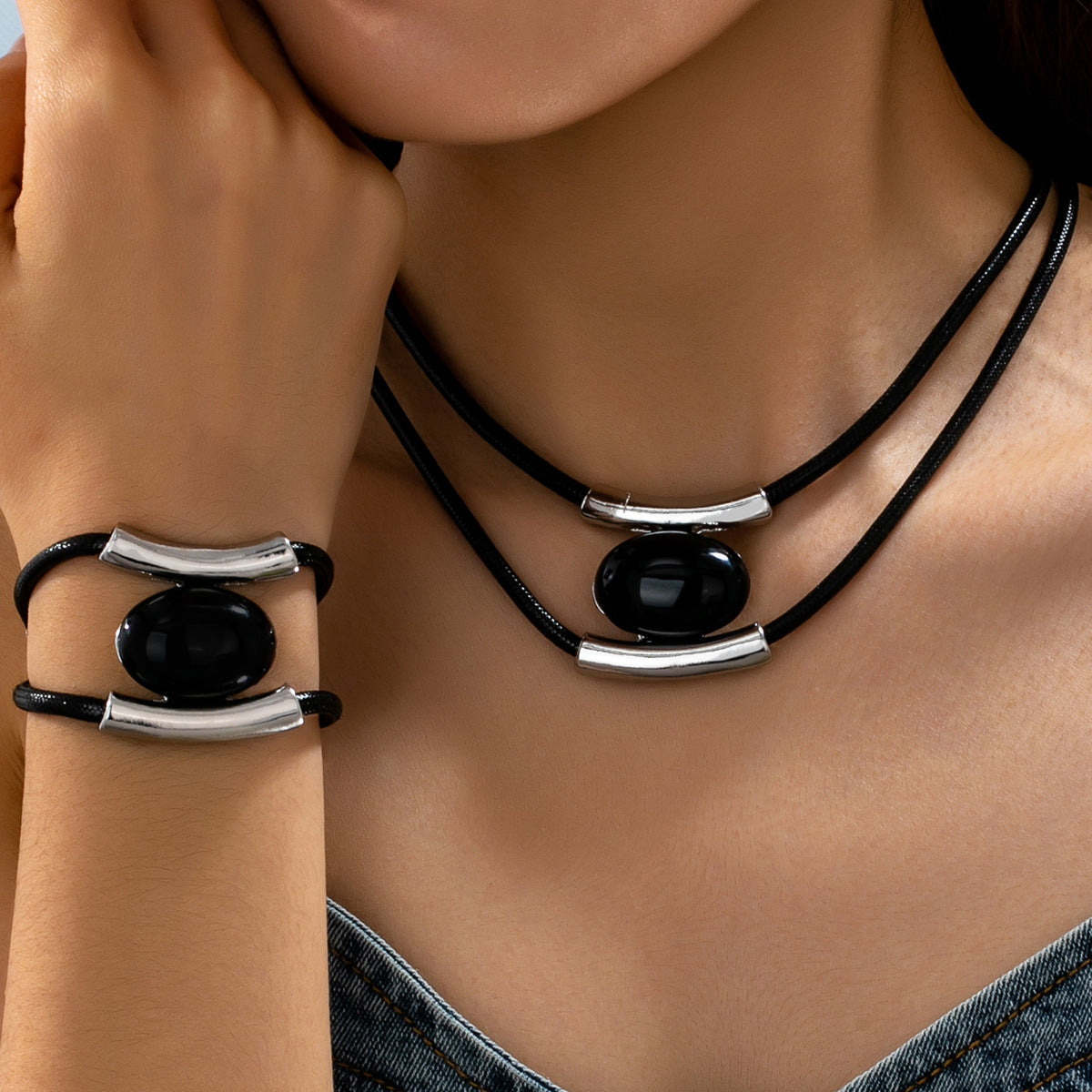 Multilayer Vintage Necklace And Bracelet Set For Women