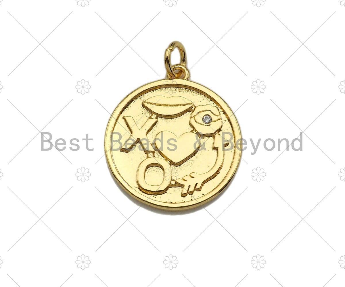 Gold Silver XO heart Lip Arrow charm,  Sku#L382