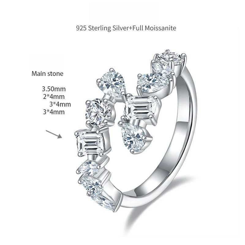 Geometric Emerald Green D-Color VVS1 Moissanite Stack Engagement Ring Set in Sterling Silver with 18K Gold Plating