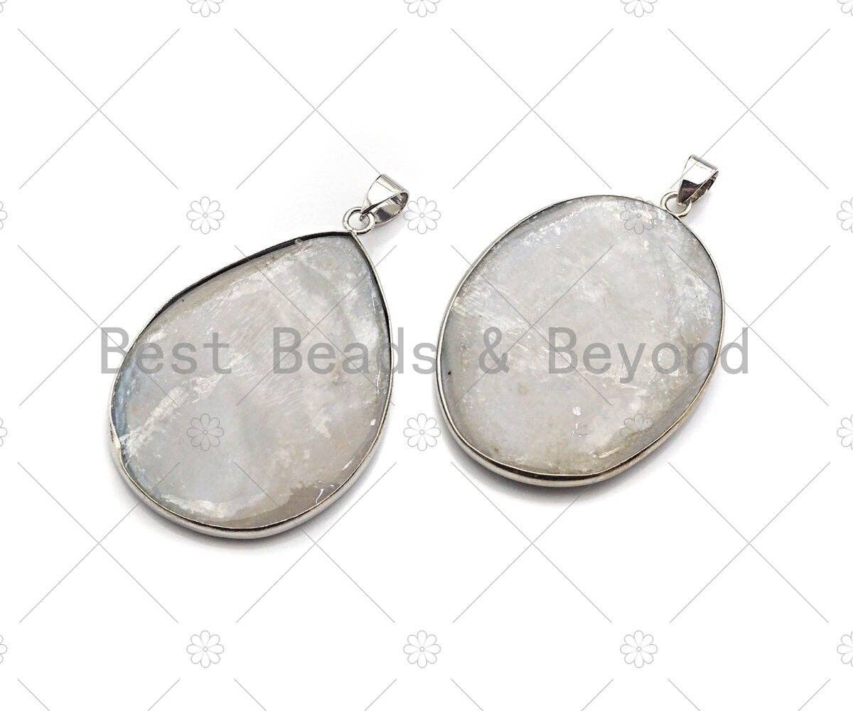 Paua Abalone pendant, Focal Abalone Pendant Silver Finish, Teardrop/oval/Round/Diamond Shape Focal Abalone Charm, sku#R41