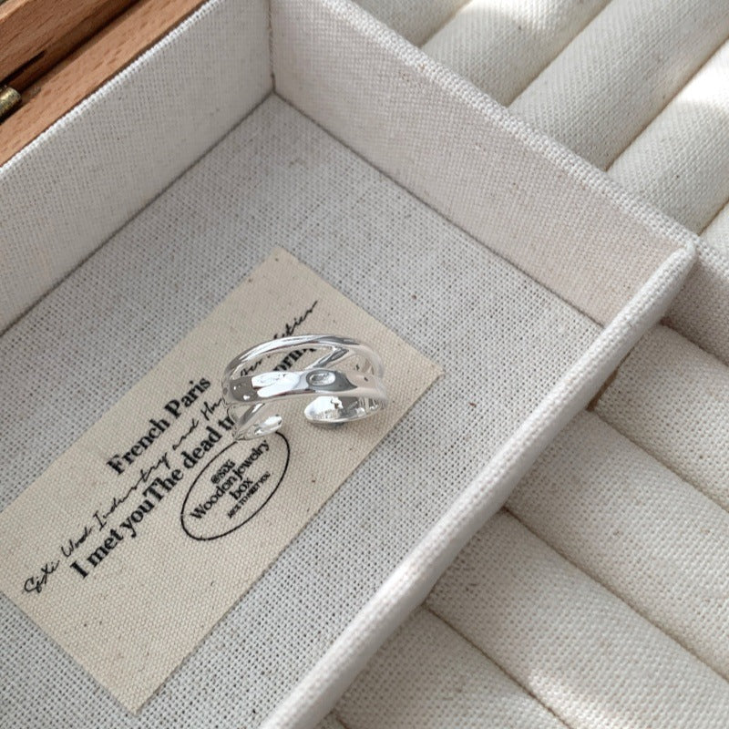 Korean Style Multi-Layer Simple Cross Ring For Women, Niche Design INS Style, Fashion Personality Adjustable Index Finger Ring
