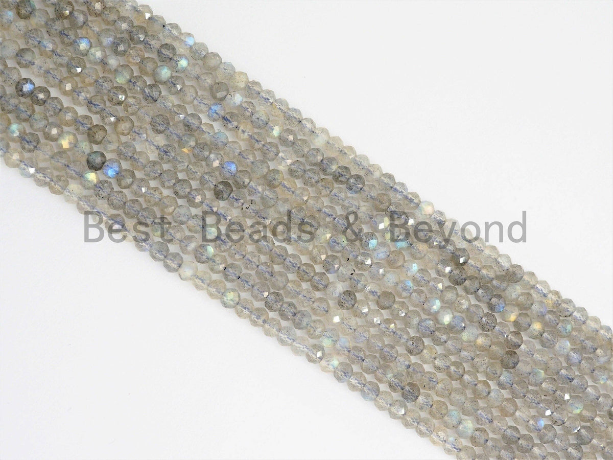 High Quality Natural Labradorite Rondelle/Round Faceted beads,2x3mm/4mm/5mm Sparkle Gemstone Beads, Tiny beads, 15.5inch strand, SKU#U370