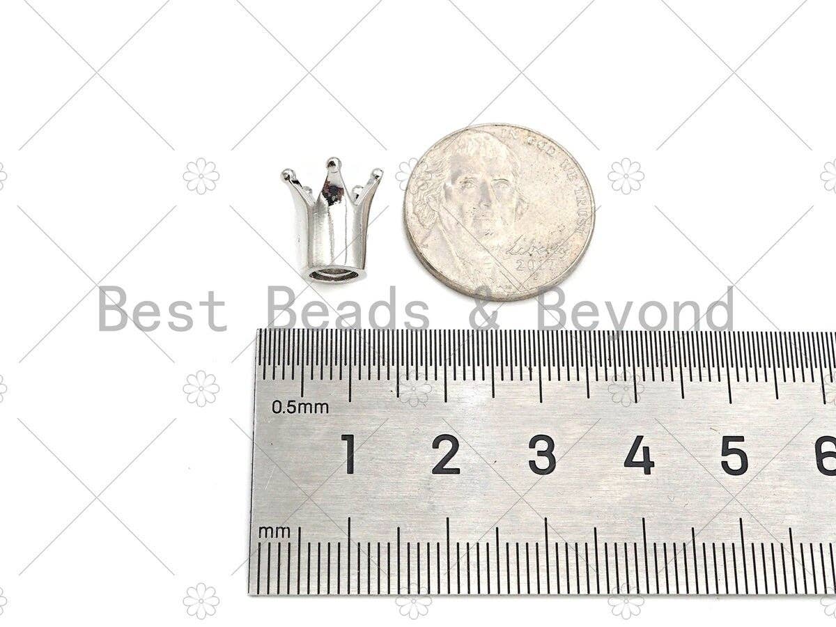 King Crown Spacer Beads, High Polished Silver Crown Spacer Beads, Men's Women's Jewelry Making, 12x11x7mm, Sku#JL46