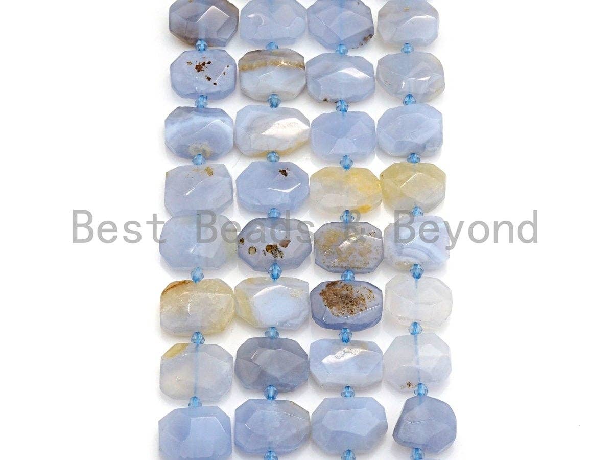 High Quality Natural Blue Chalcedony Rectangle Faceted Beads, Natural Chalcedony beads, 16x22mm, sku#U661