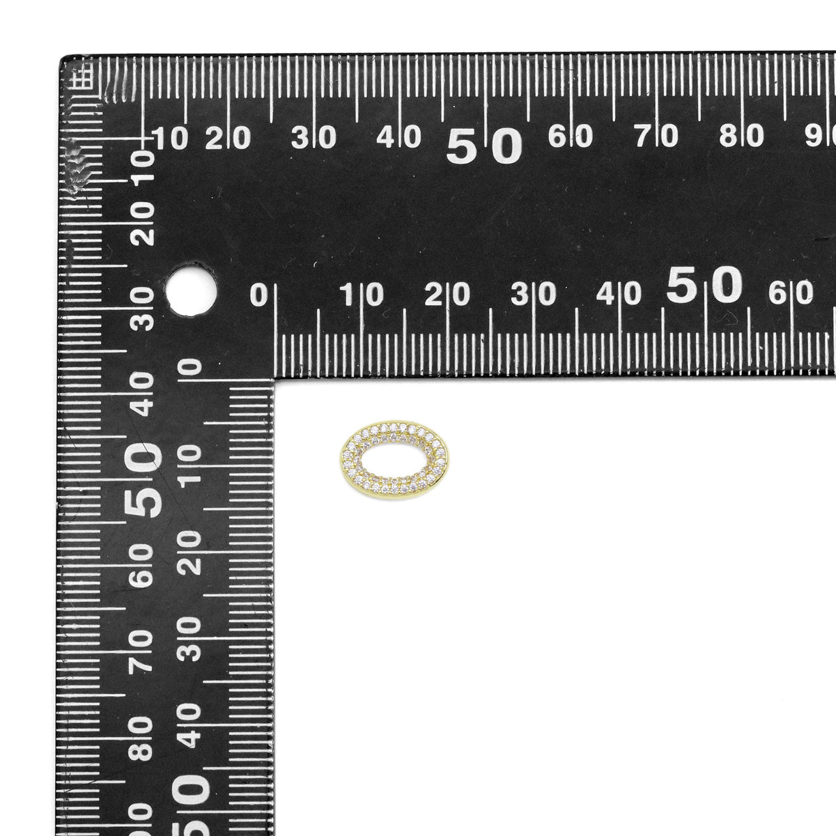 CZ Oval Silver Gold Connector Charm, Sku#A187