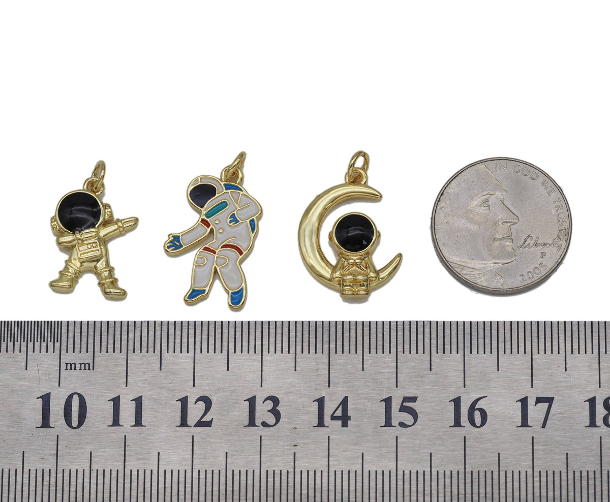 Gold Enamel Astronaut Charm, Sku#LD278