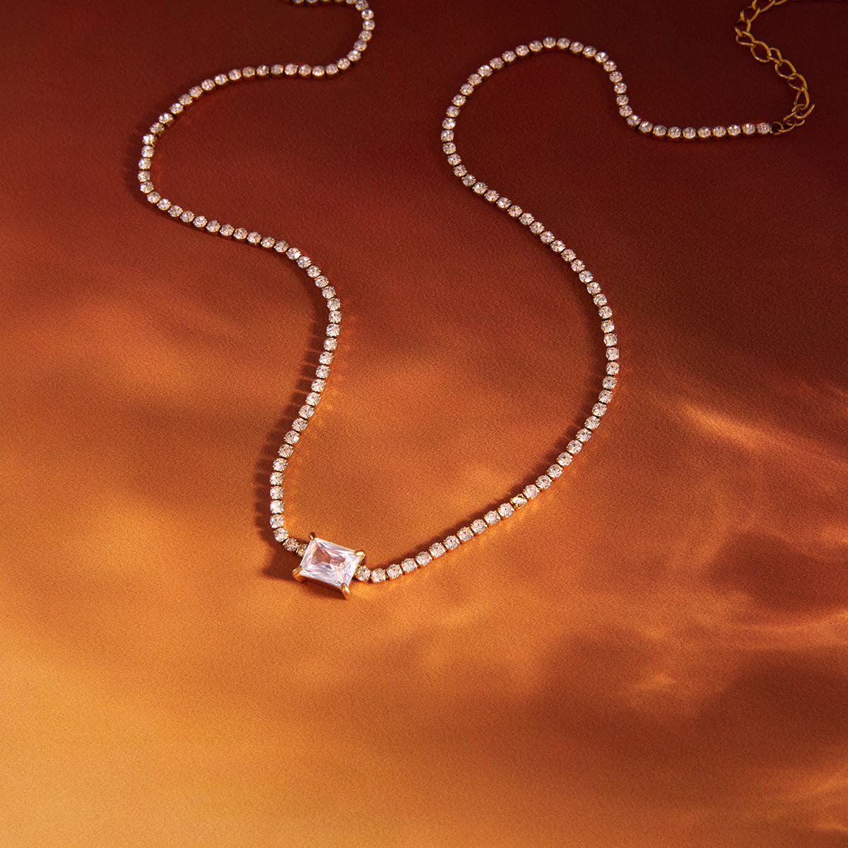 Stainless Steel Zircon Cross Necklace
