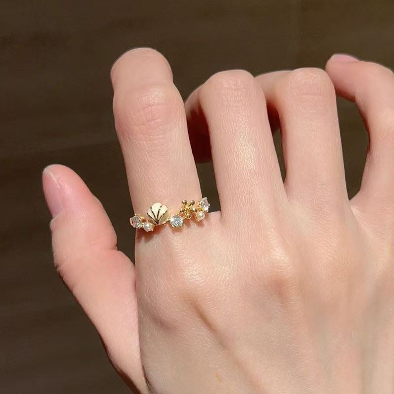 Must-Have Shell Rings For Beach Trips, Unique Niche High-End Design, Light Luxury Exquisite Fashion Statement Bands For Women
