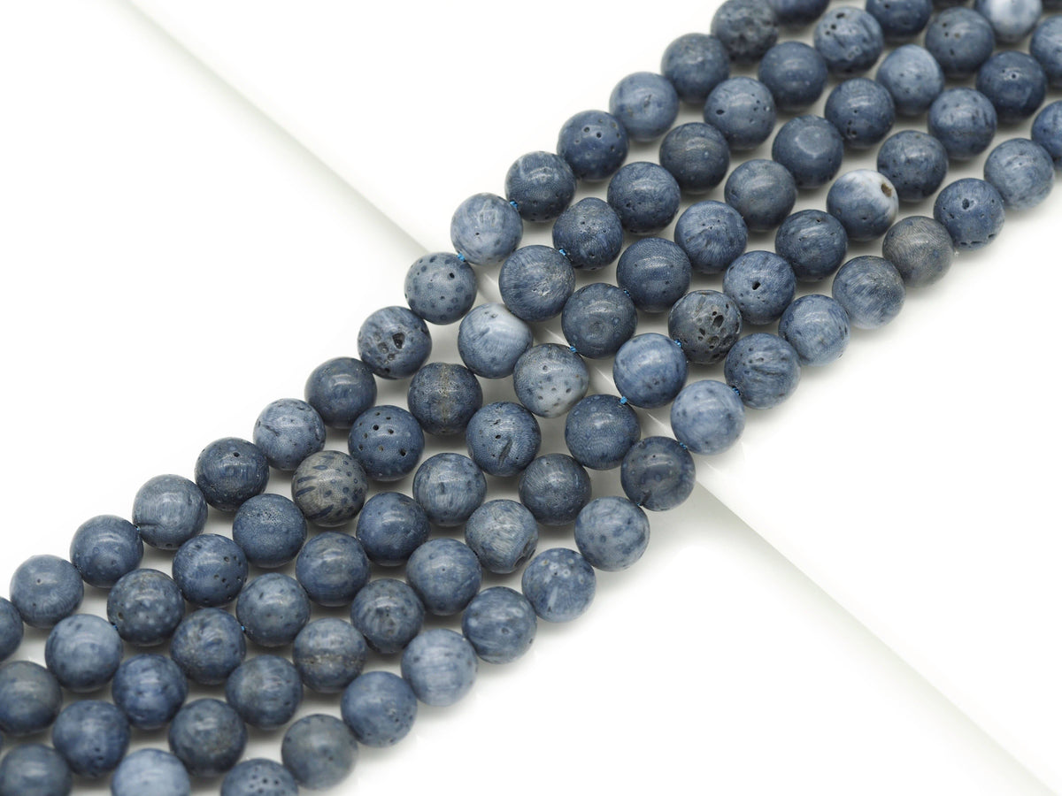 Natural Blue Sponge Coral Round Smooth Beads, Sku#U1330