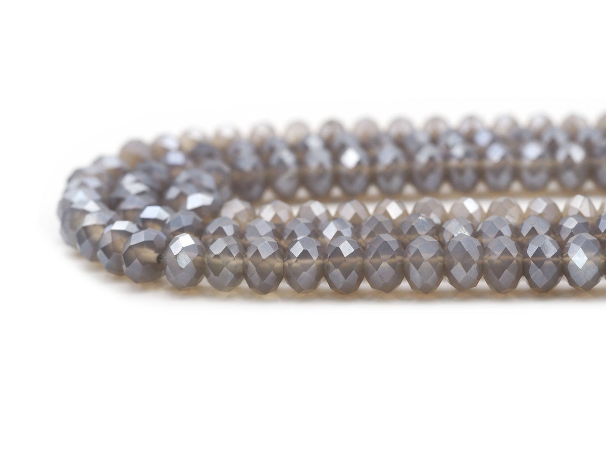 Mystic Natural Gray Agate Rondelle Faceted Beads, Sku#UA267