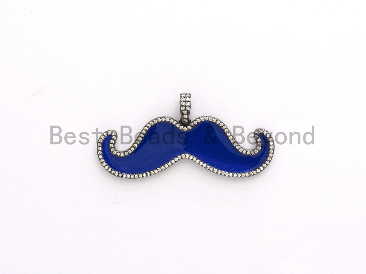 NEW Enamel Mustache Shape Cloud Shape Pendant, CZ Micro Pave Oil Drop Enamel pendant,Enamel pendant,Enamel Jewelry,18x52mm,sku#F621