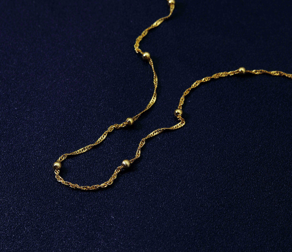 18" Gold Dainty Twisted Satellite Chain Necklace, sku#JL131