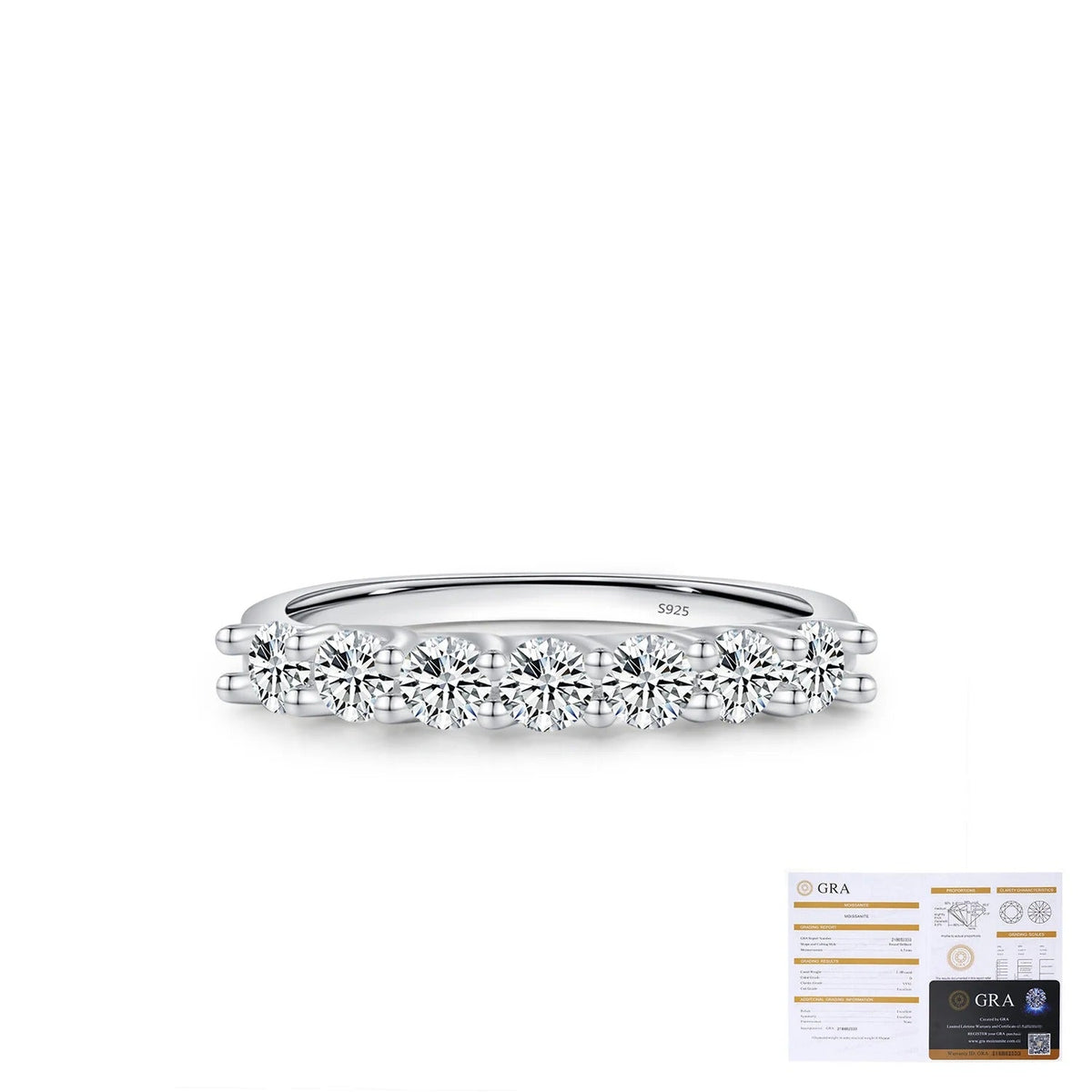 Geometric D-Color VVS1 Moissanite-Pavé Band Engagement Ring in Sterling Silver – Modern Statement Ring for Index Finger