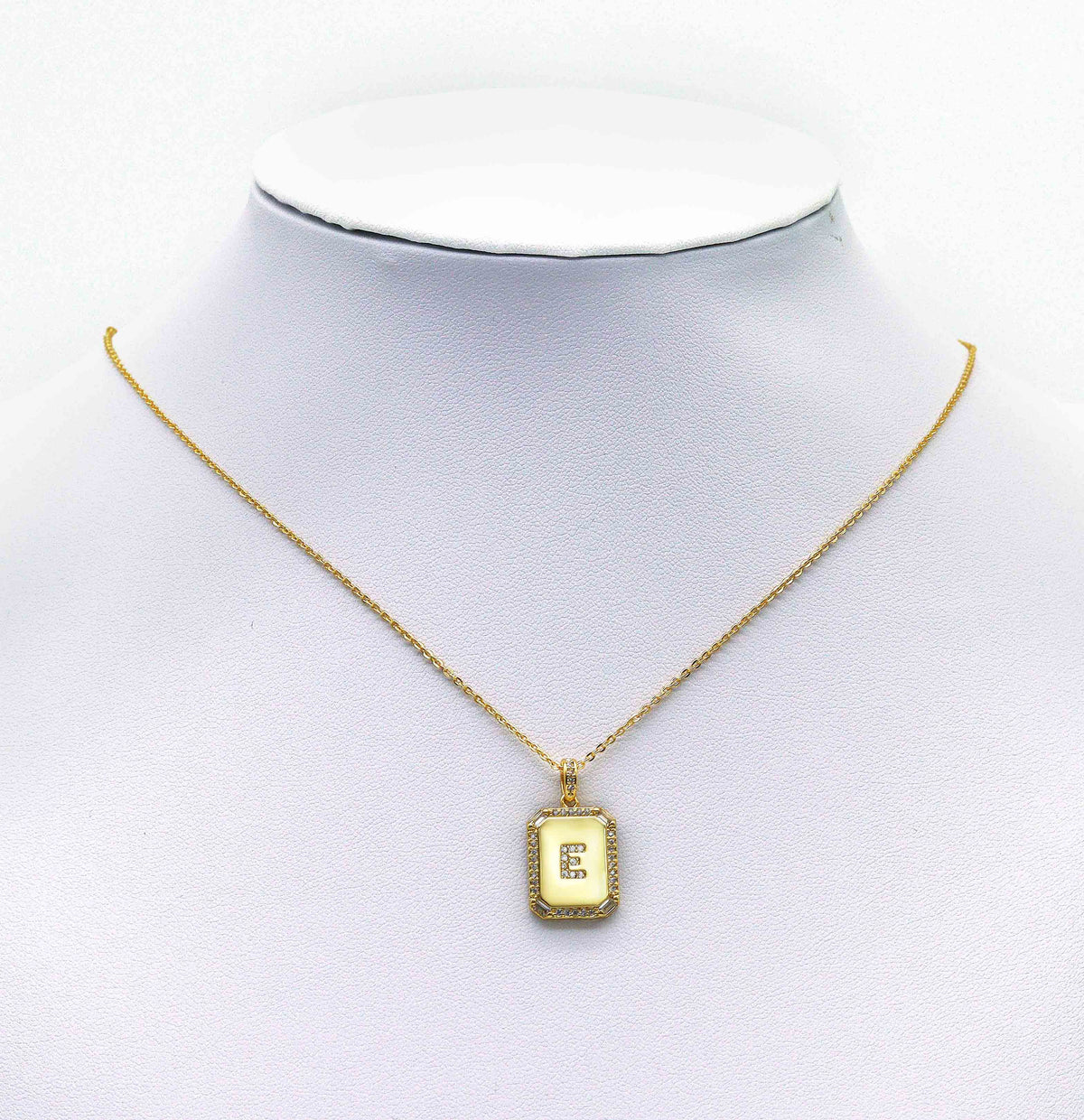 Gold Filled Tile Initial Letter Necklace, Peronalized Necklace, Sku#CL25