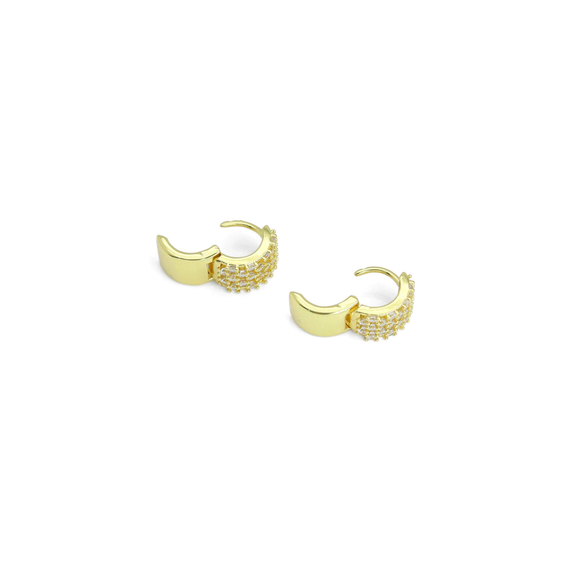 Tiny CZ Thick Band Hoop Earrings, Sku#A294