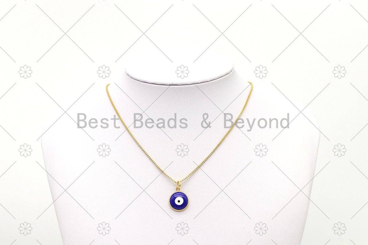 Enamel Colorful Evil Eye on Coin Shape Pendant, 18K Gold Filled Evil Eye Charm, Necklace Bracelet Charm Pendant,Sku#JL60