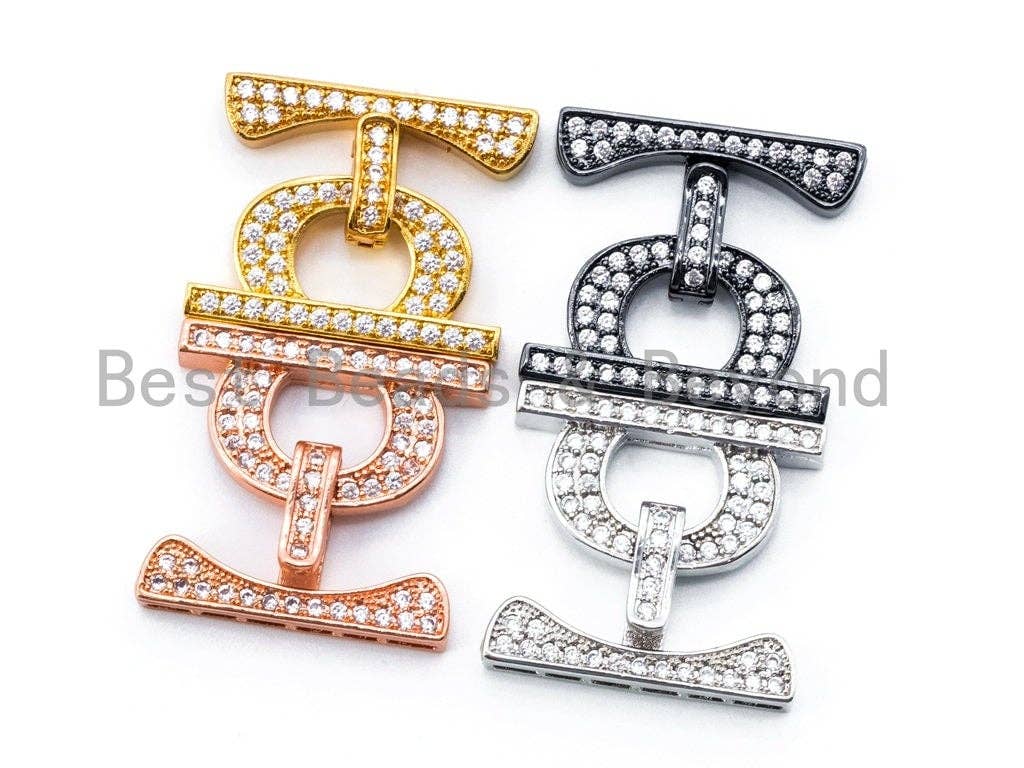 CZ Micro Pave D Shape Buckle Clasp/Connector/ Link Connector for Bracelet Necklace, 24x22mm, sku#K12