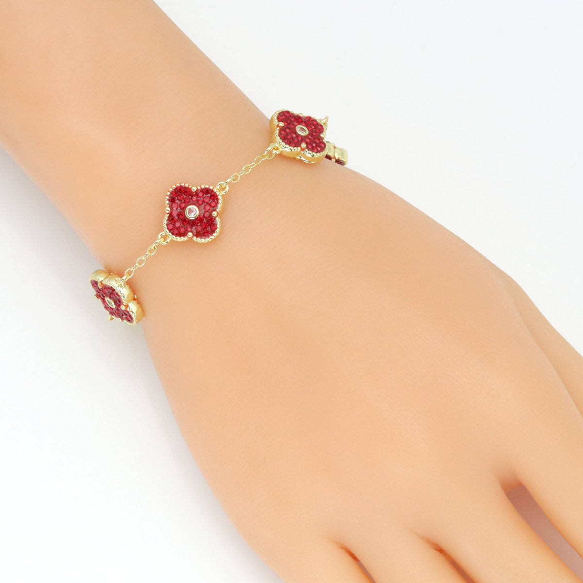 White Black Red Double Sided Flower Adjustable Bracelet, Sku#FH231