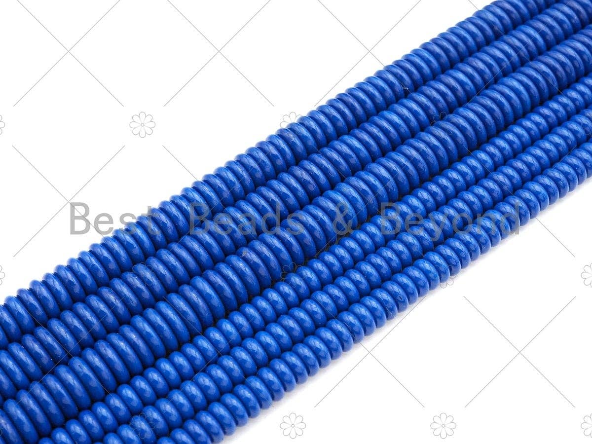 Quality Lapis Blue Smooth Rondelle Jade Beads, 3x12mm Spacer Beads, Blue Jade Beads, 15.5'' Full Strand, Sku#U1084C