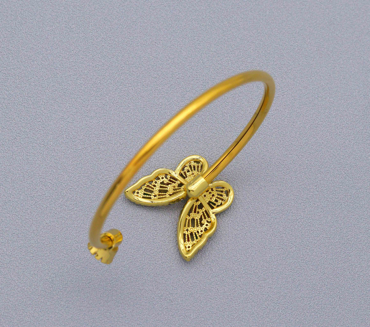 CZ Gold Silver Butterfly Cuff Bracelet, Sku#B205
